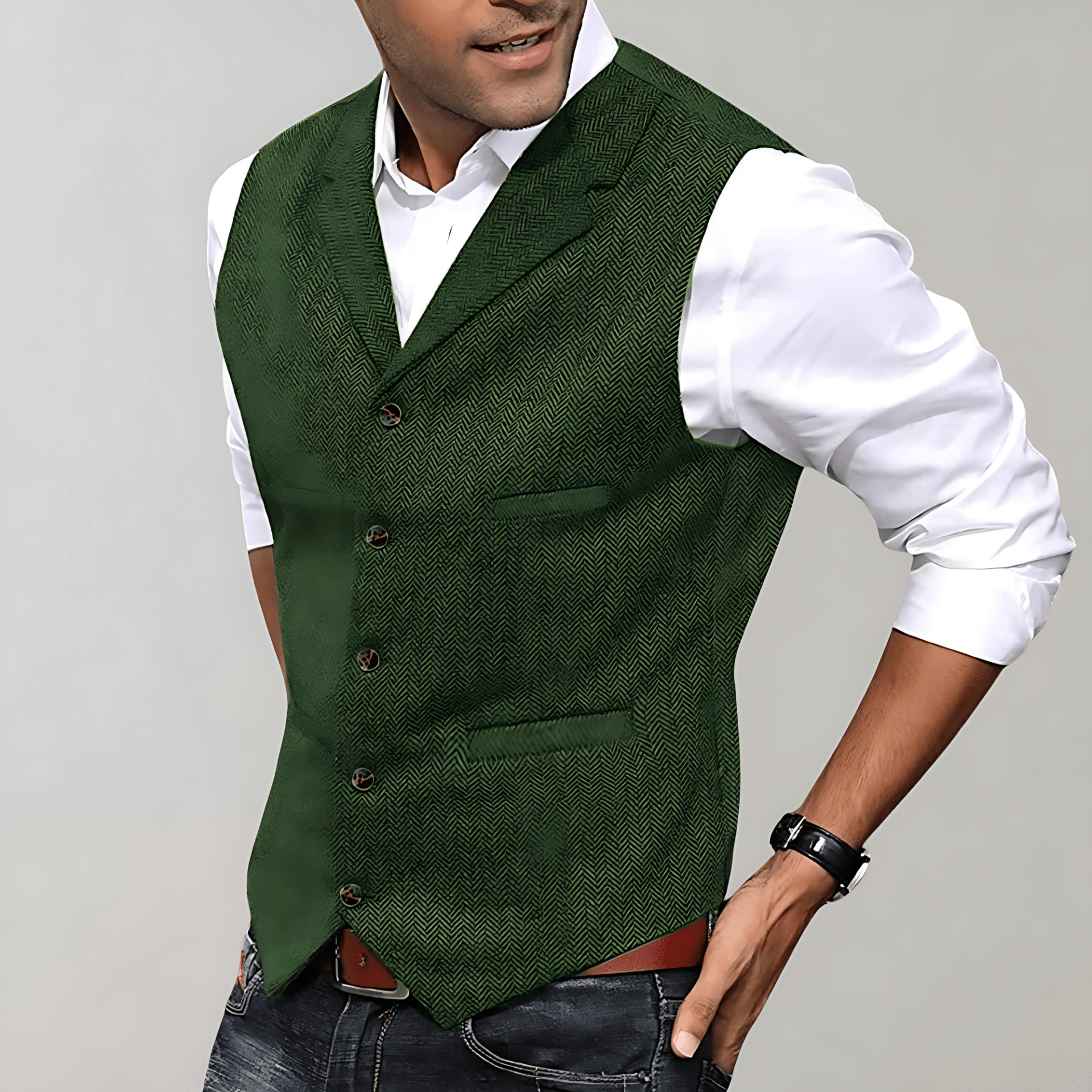 Cevori Sleeveless Button Up Suit Vest