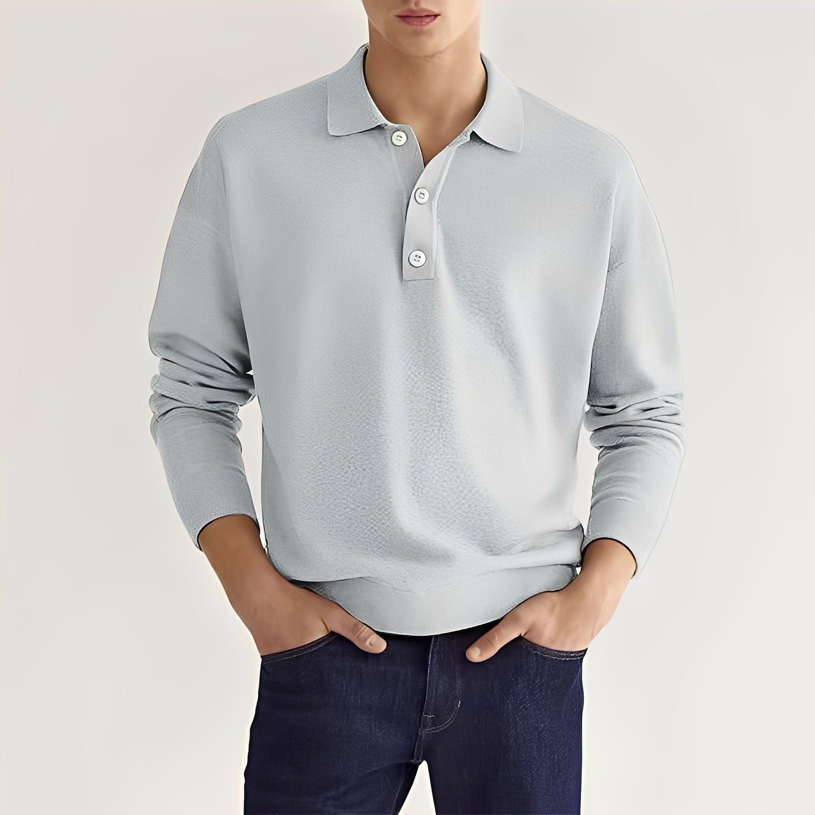 Cevori Soft Cotton Casual Long-Sleeved Polo Shirt