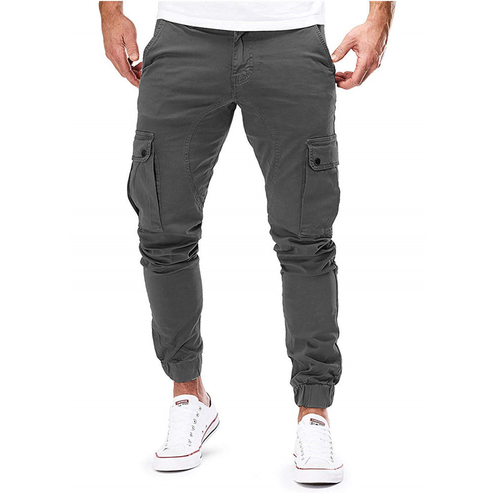 Cevori Elasticated Cuffs & Pockets Cargo Trousers