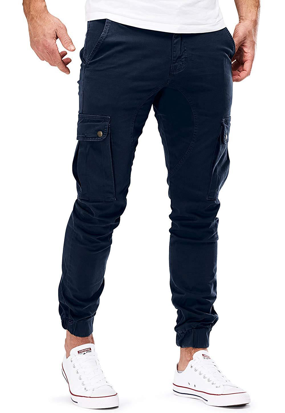 Cevori Elasticated Cuffs & Pockets Cargo Trousers