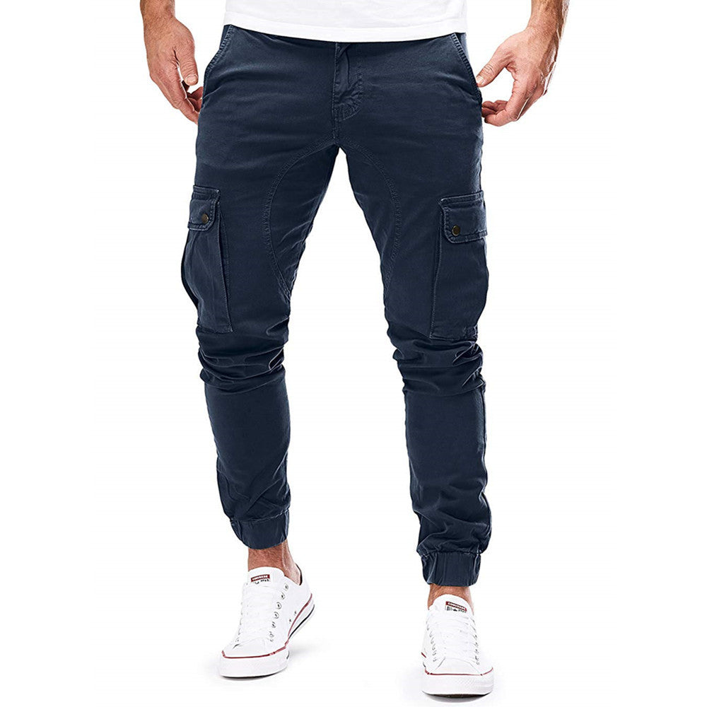 Cevori Elasticated Cuffs & Pockets Cargo Trousers
