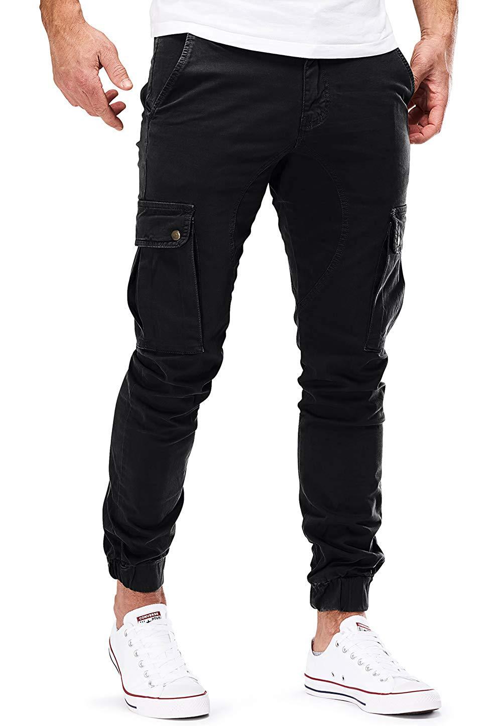 Cevori Elasticated Cuffs & Pockets Cargo Trousers