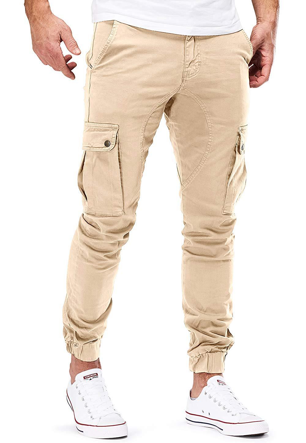 Cevori Elasticated Cuffs & Pockets Cargo Trousers