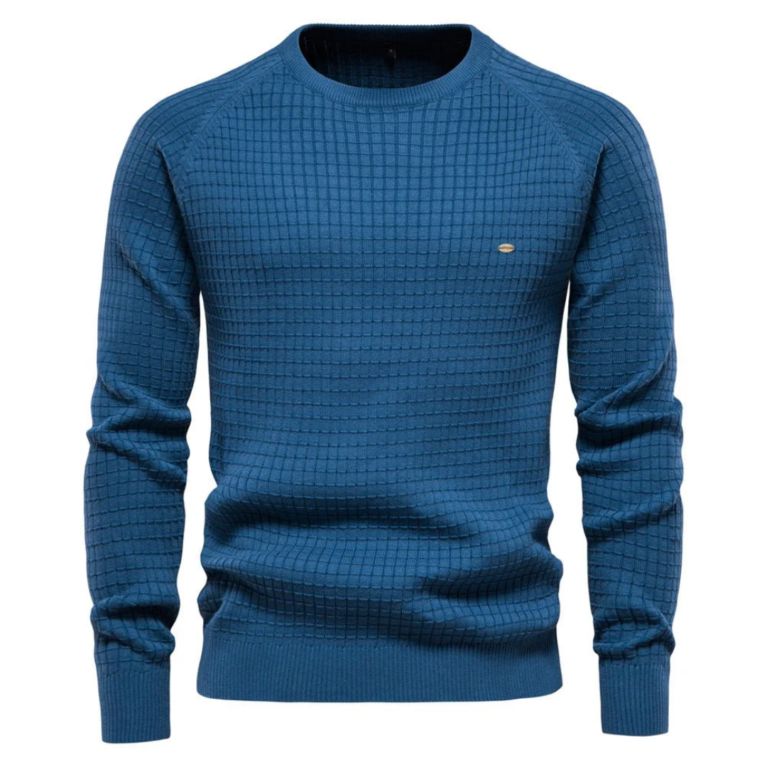 Cevori Slim Fit Textured Knit Crew Neck Jumper