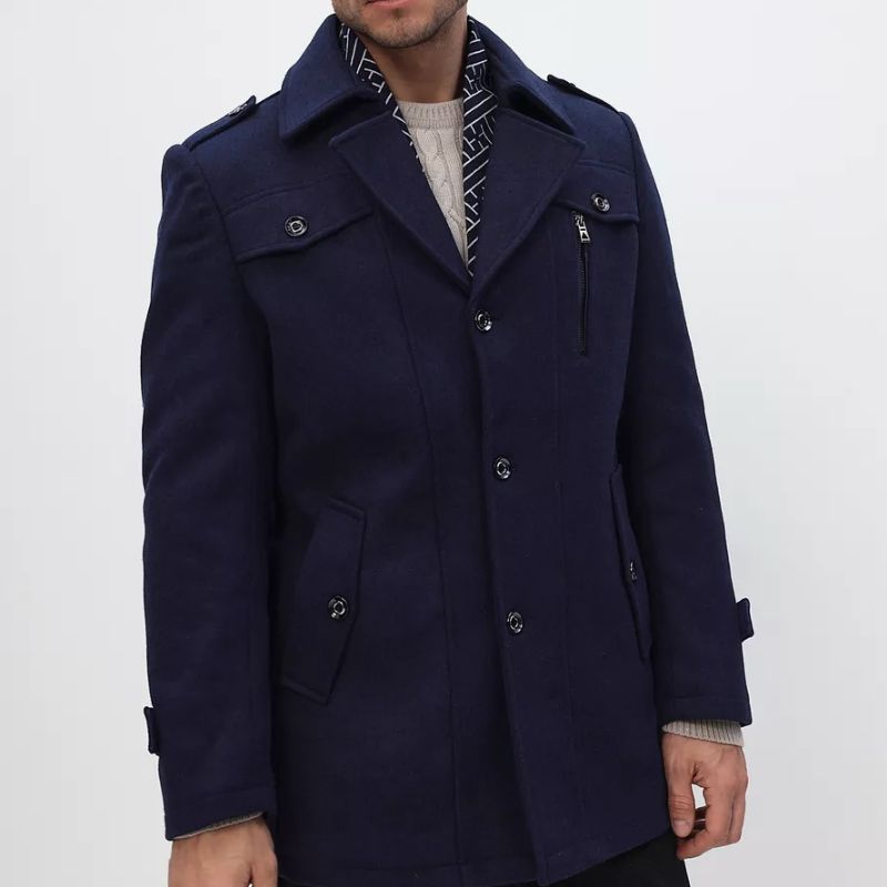 Cevori Wool Blend Tailored Fit Mid-Length Coat