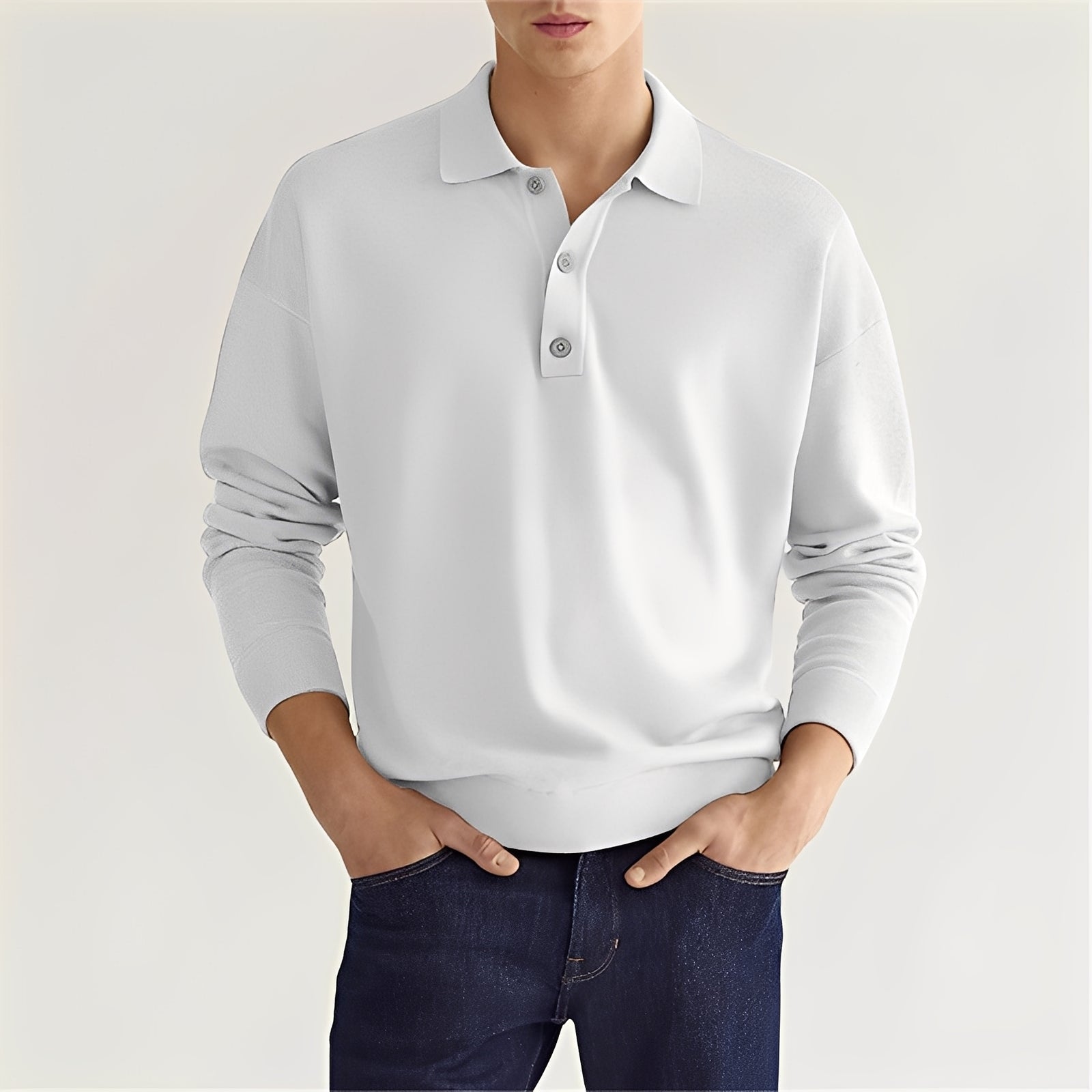 Cevori Soft Cotton Casual Long-Sleeved Polo Shirt