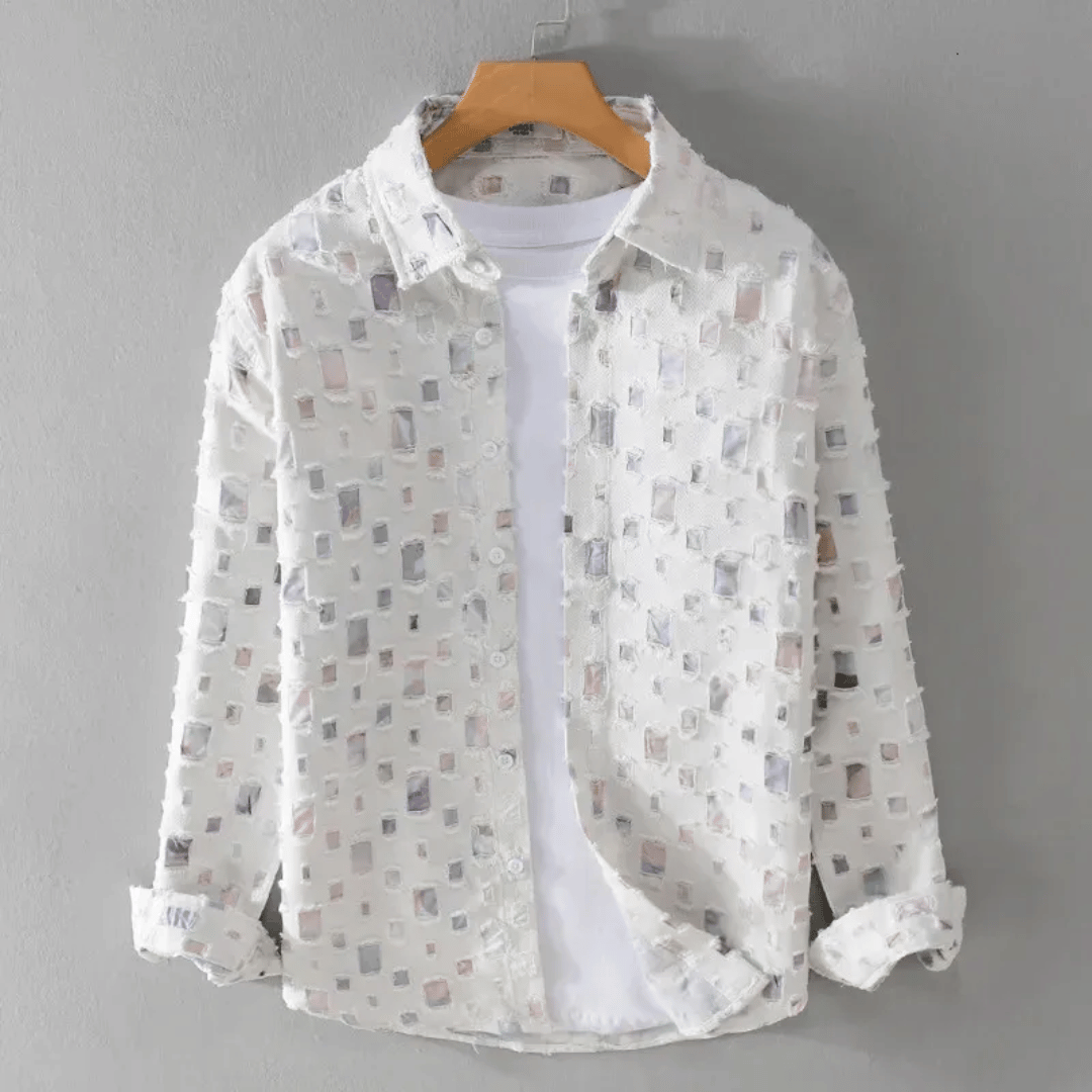 Cevori Frayed Detail Durable Fit Denim Shirt