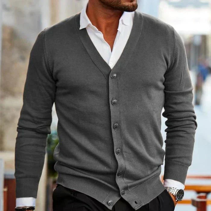 Cevori V-Neck Slim Fit Cardigan with Pockets