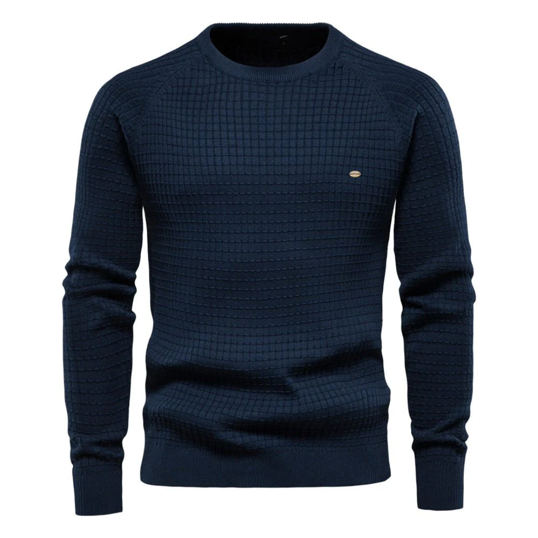 Cevori Slim Fit Textured Knit Crew Neck Jumper