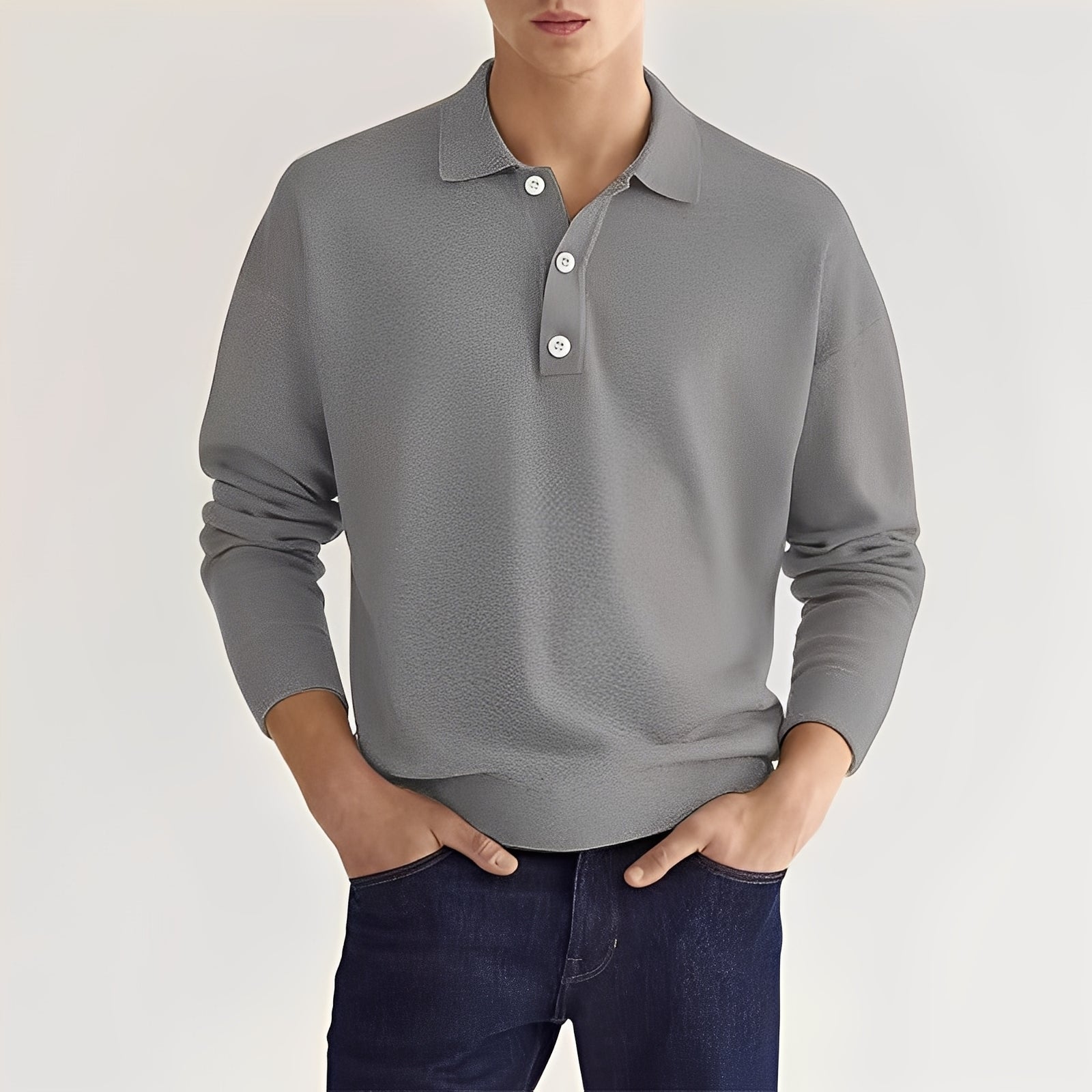 Cevori Soft Cotton Casual Long-Sleeved Polo Shirt