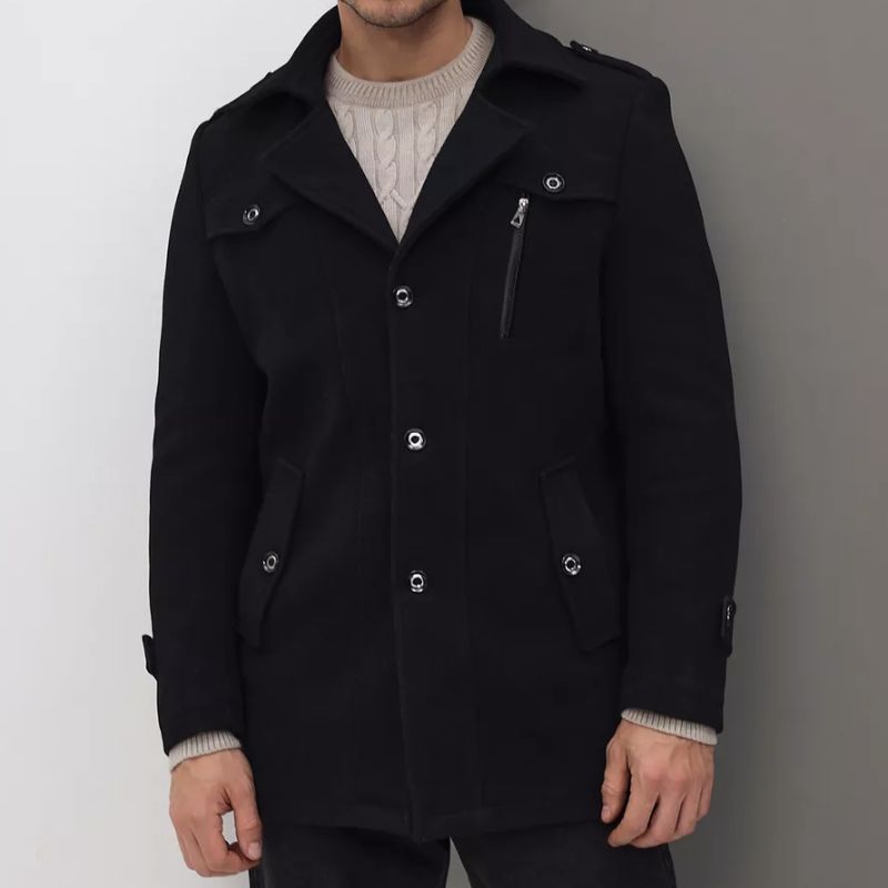 Cevori Wool Blend Tailored Fit Mid-Length Coat