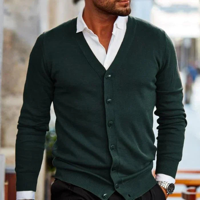 Cevori V-Neck Slim Fit Cardigan with Pockets