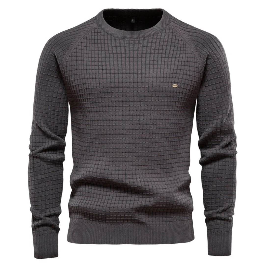 Cevori Slim Fit Textured Knit Crew Neck Jumper