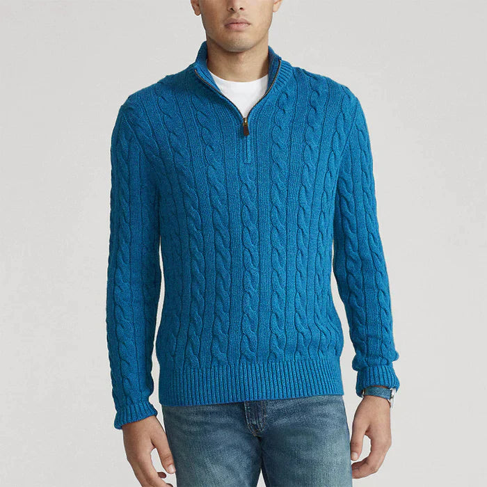 Cevori Classic Design Cable Knit Half-Zip Jumper