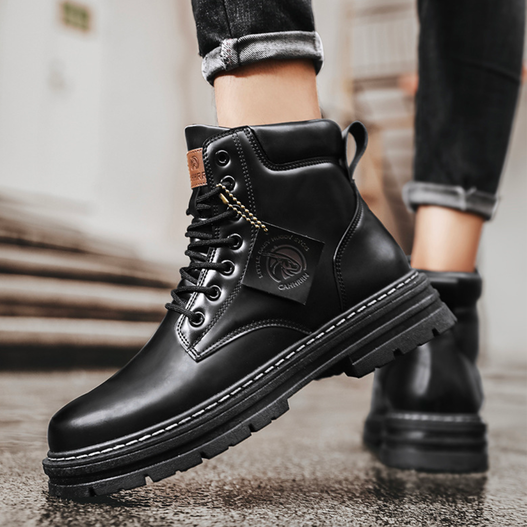 Cevori Rugged Sole Lace-Up Ankle Boots