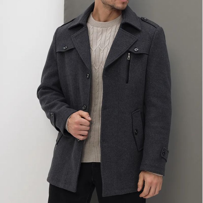 Cevori Wool Blend Tailored Fit Mid-Length Coat