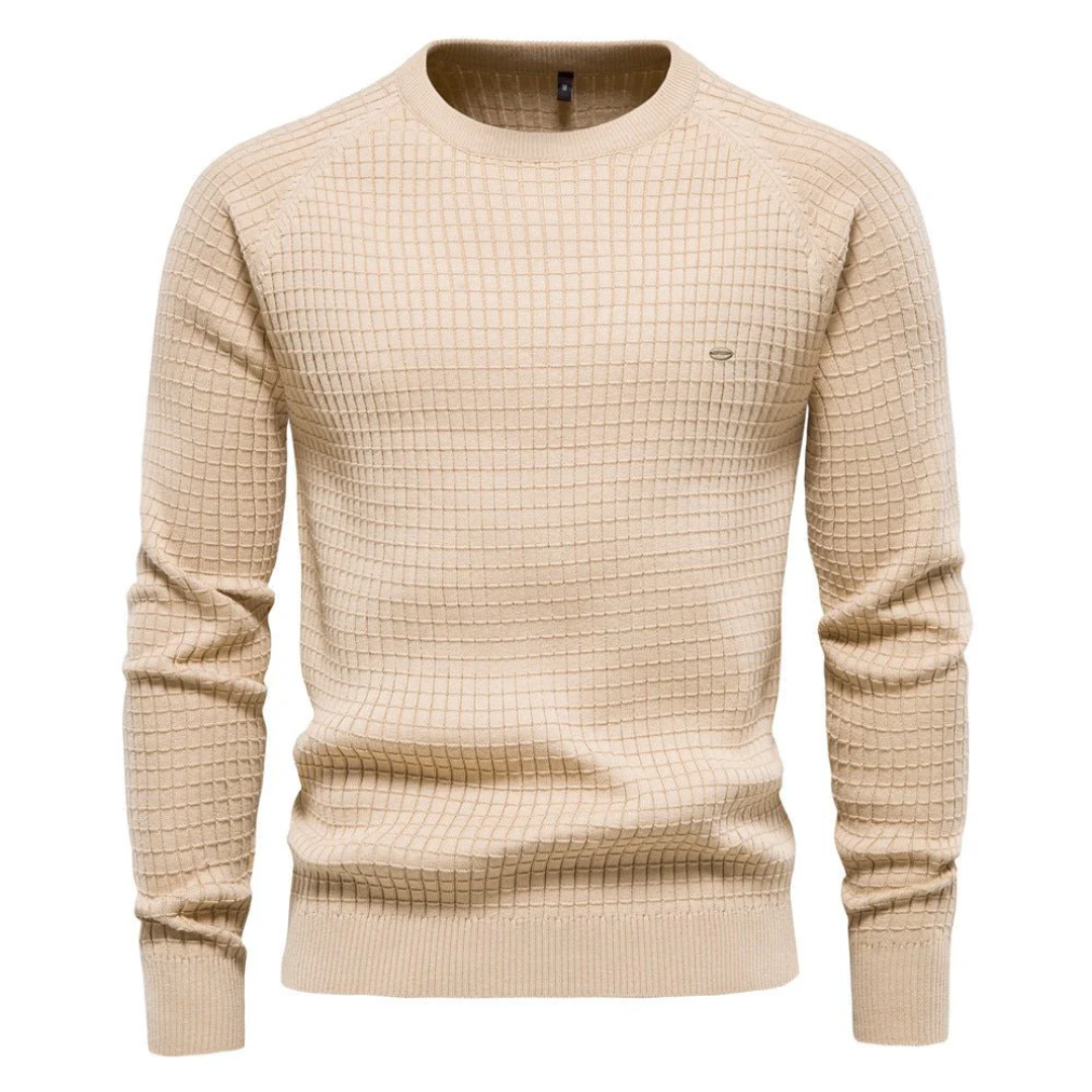 Cevori Slim Fit Textured Knit Crew Neck Jumper