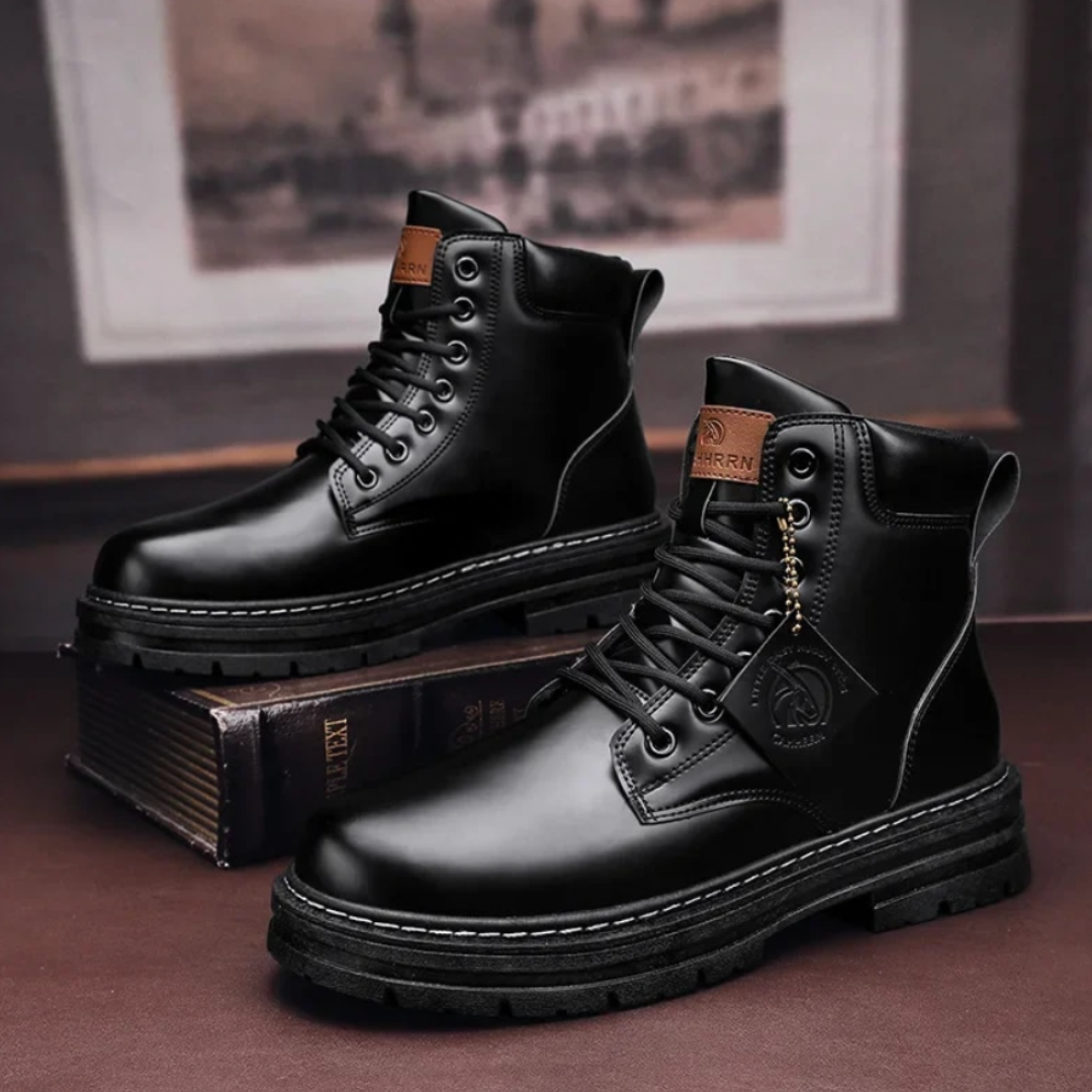 Cevori Rugged Sole Lace-Up Ankle Boots