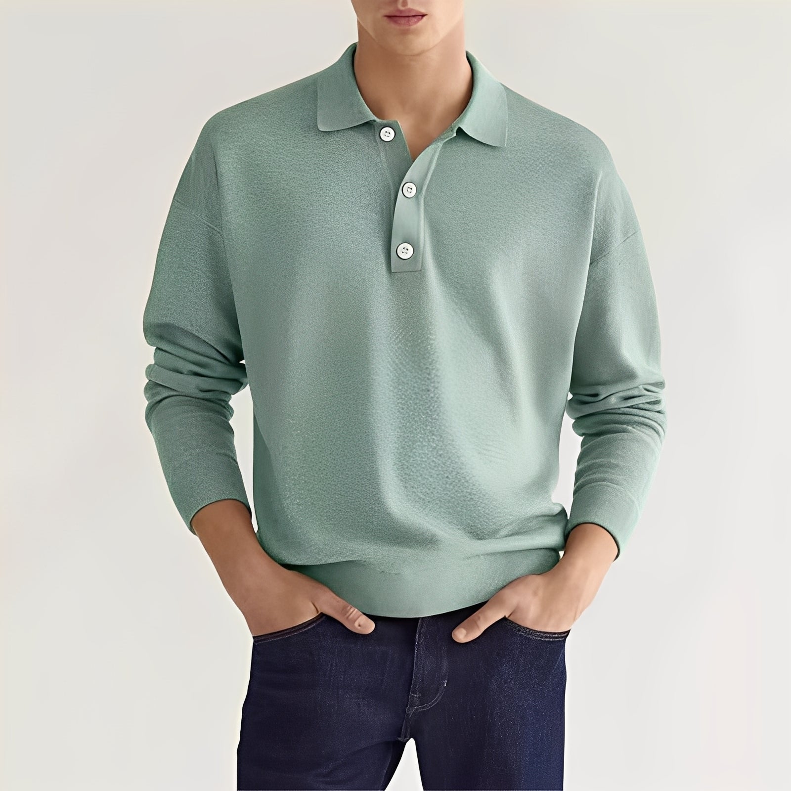 Cevori Soft Cotton Casual Long-Sleeved Polo Shirt