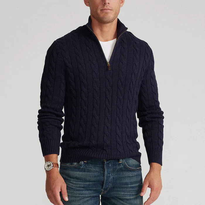 Cevori Classic Design Cable Knit Half-Zip Jumper