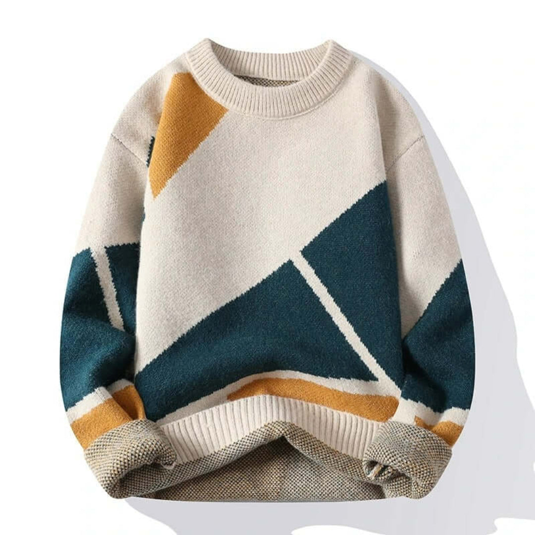 Cevori Geometric Pattern Knitted Jumper