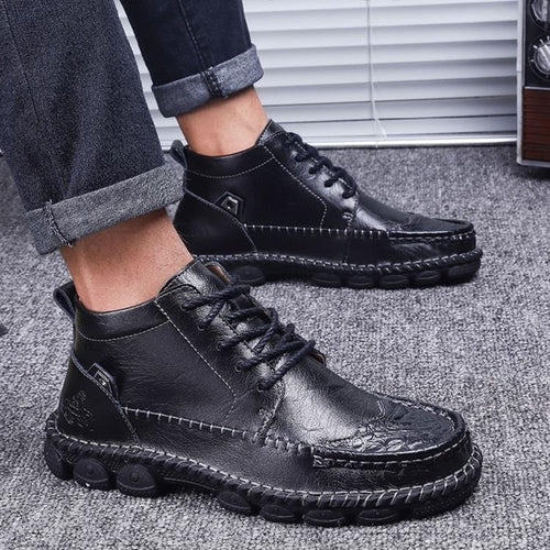 Cevori Ankle High Leather Lace-Up Boots