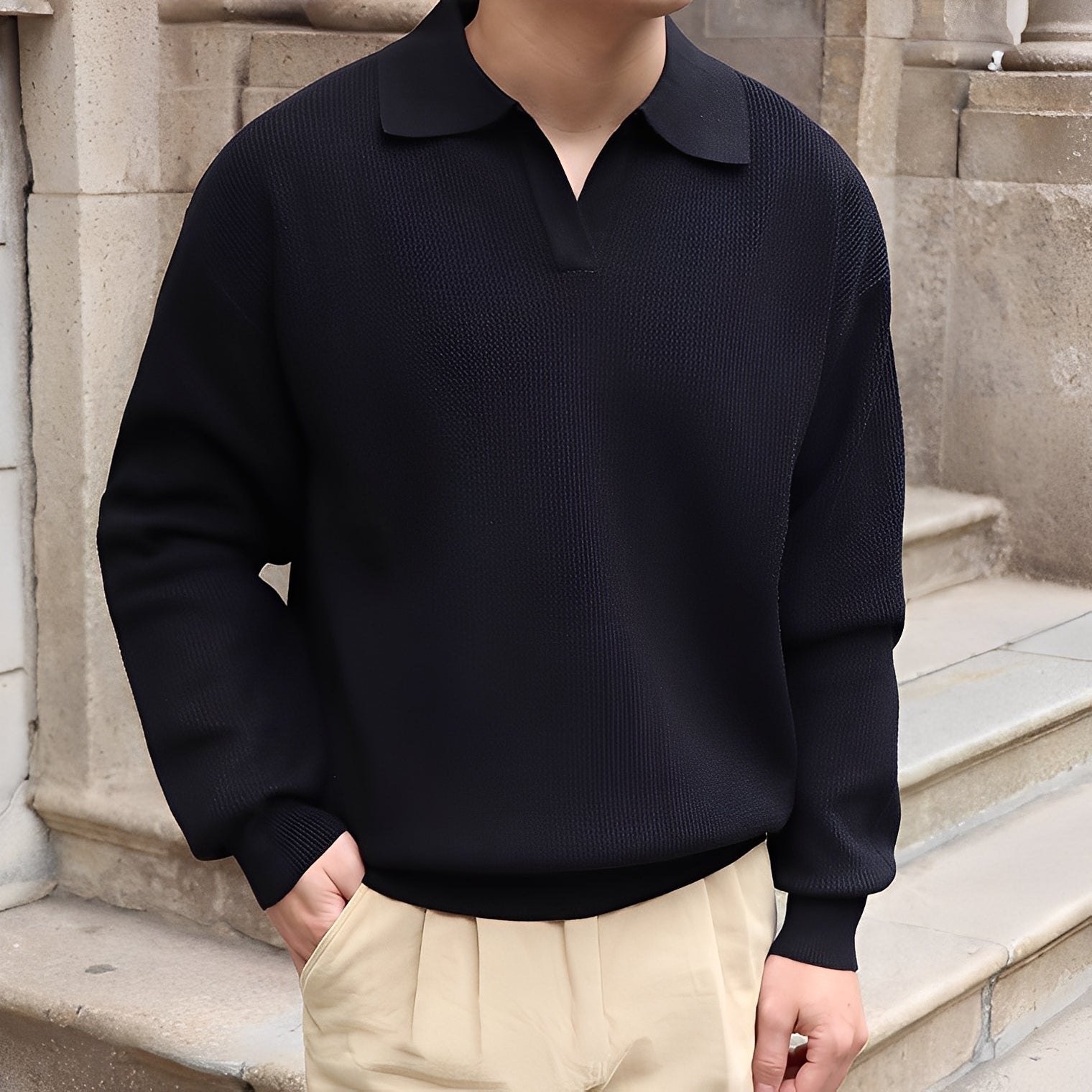 Cevori Classic Cotton Long Sleeve Polo Shirt