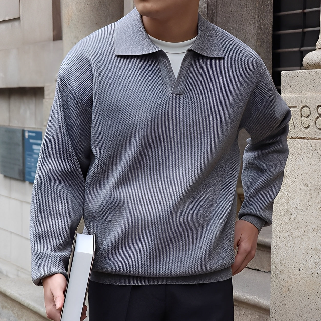 Cevori Classic Cotton Long Sleeve Polo Shirt