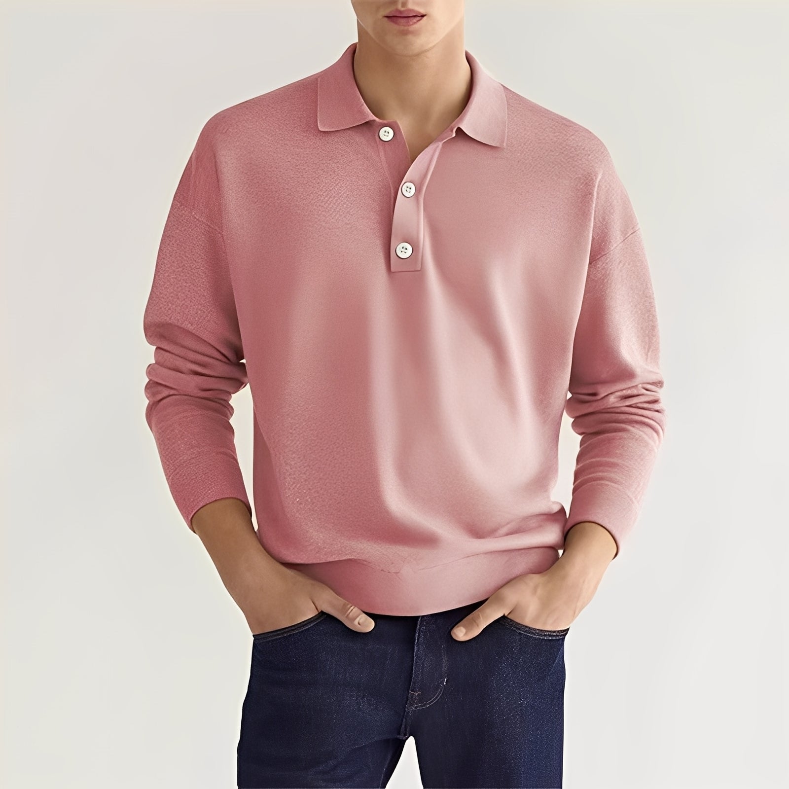 Cevori Soft Cotton Casual Long-Sleeved Polo Shirt
