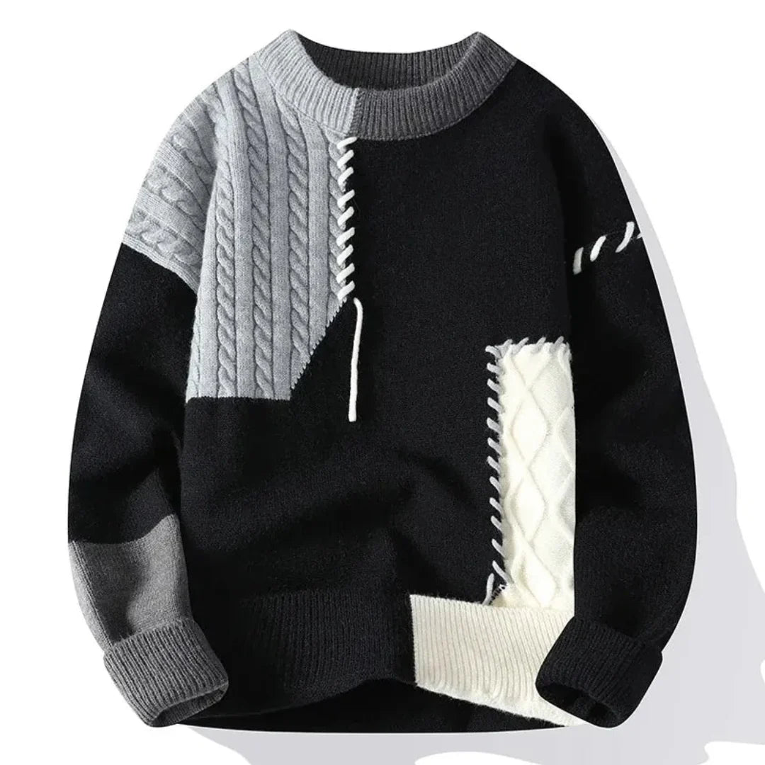 Cevori Vintage Knit Style Patchwork Sweater