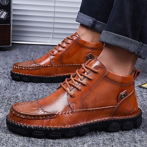 Cevori Ankle High Leather Lace-Up Boots