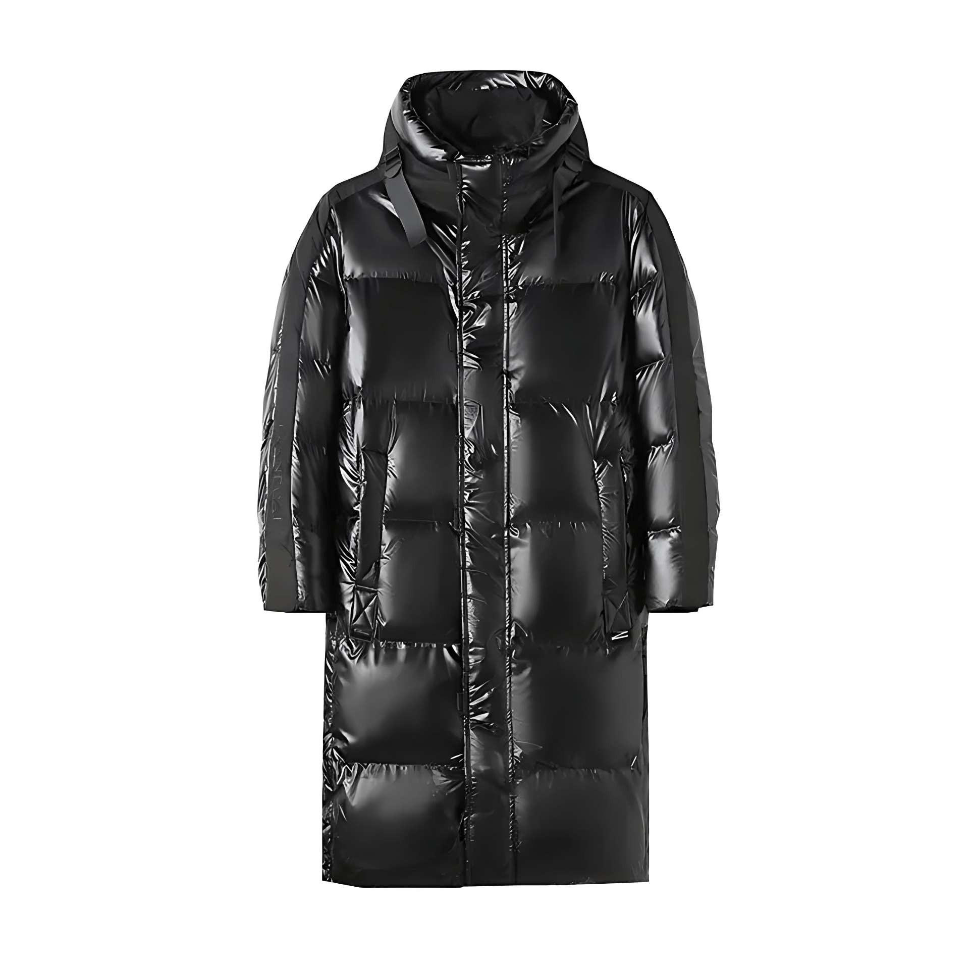 Cevori Black Long Jacket with Hood for Winter