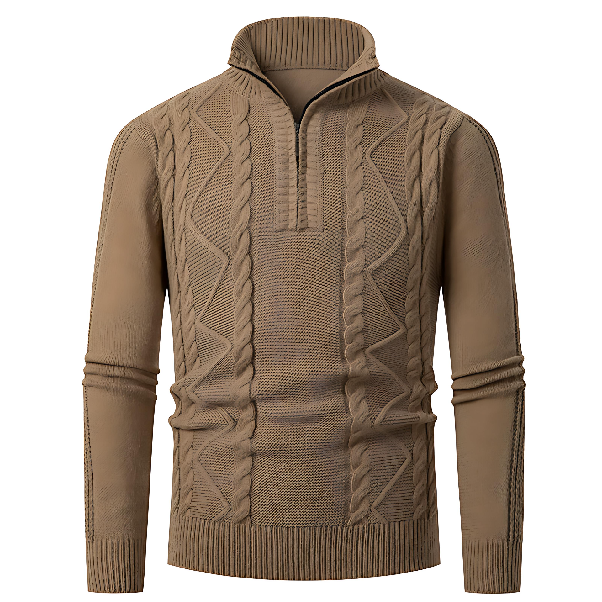 Cevori Cable Knit Design High Collar Knitted Jumper