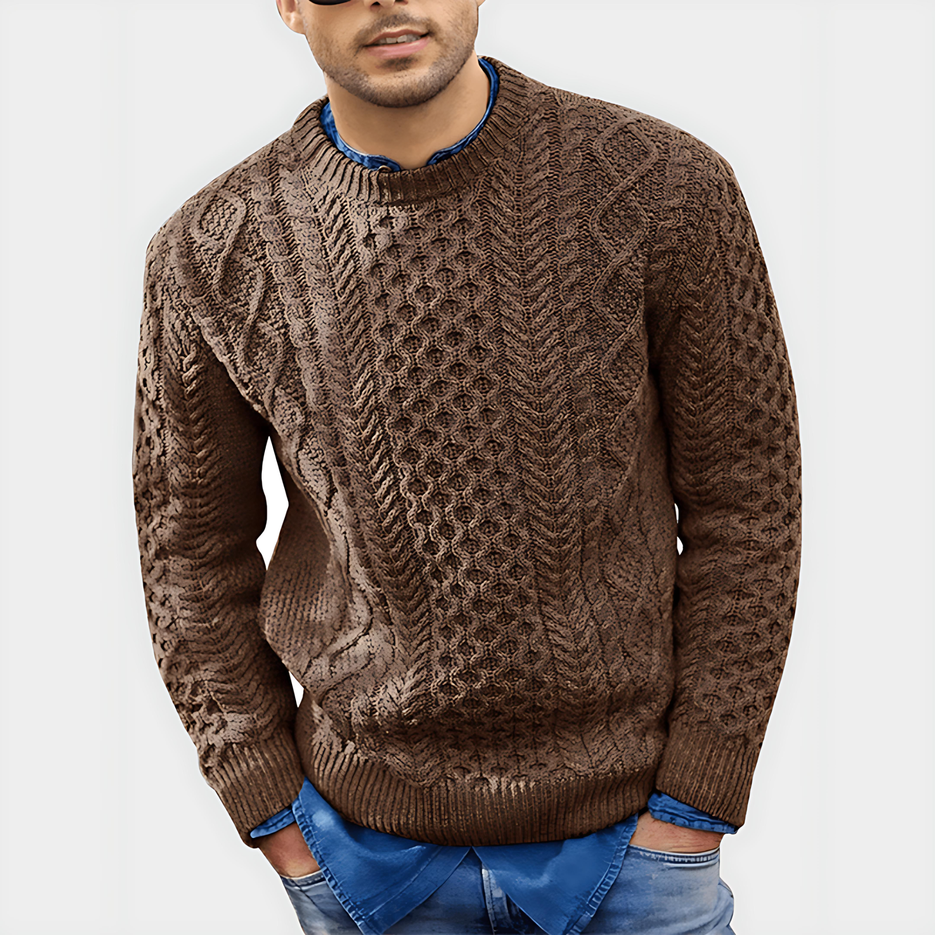 Cevori Cable Knit Design Warm Textured Jumper