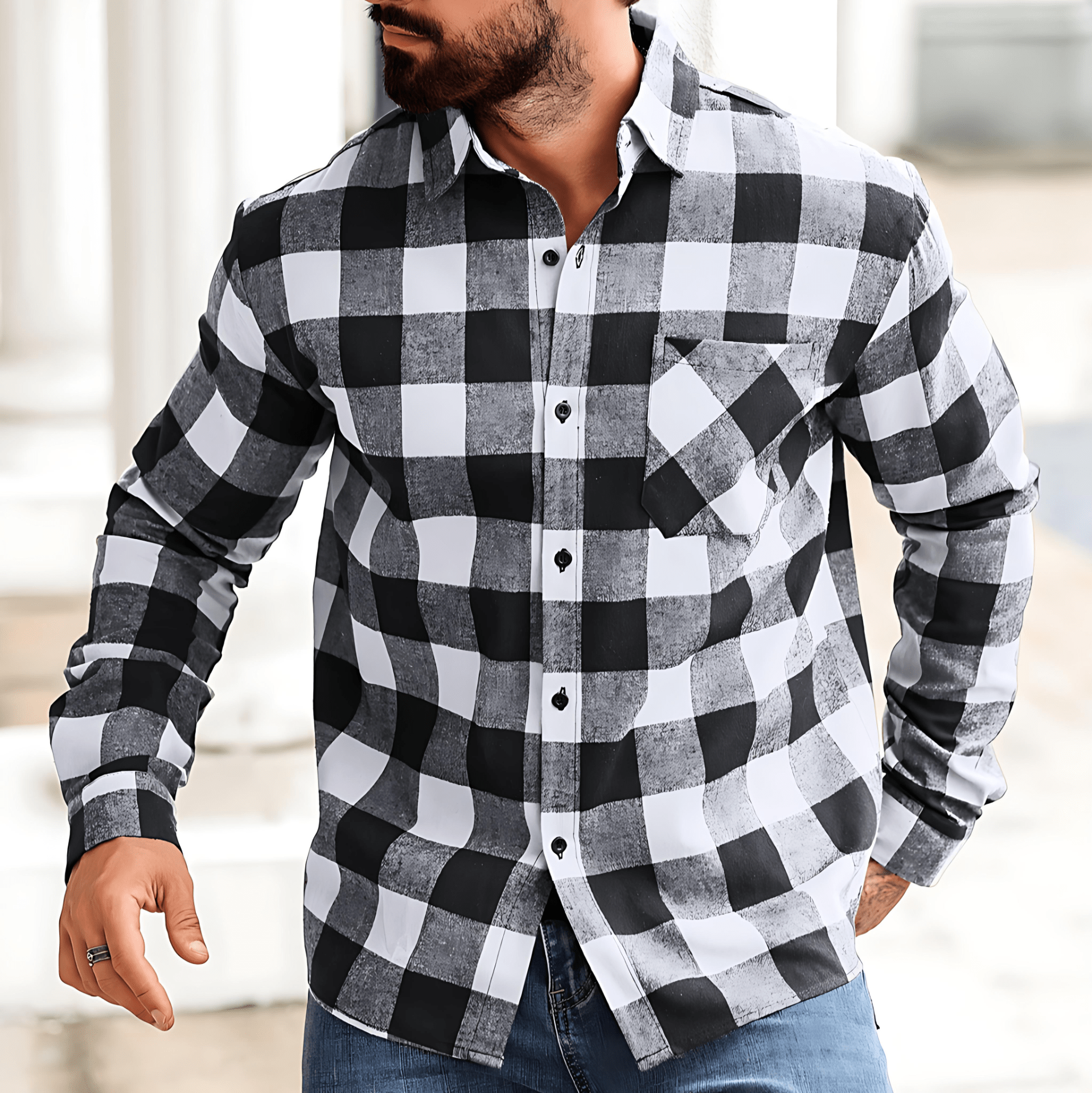 Cevori Casual Checked Pattern Long Sleeve Shirt