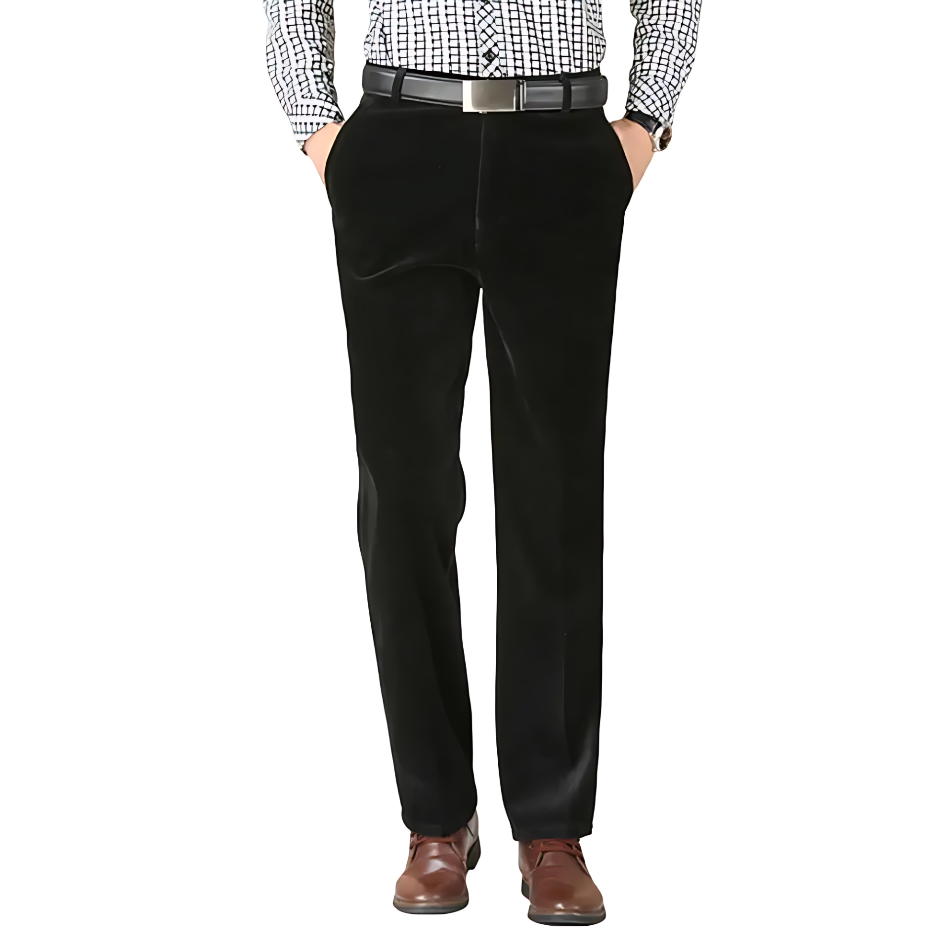 Cevori Casual Fit Straight Leg Corduroy Trousers