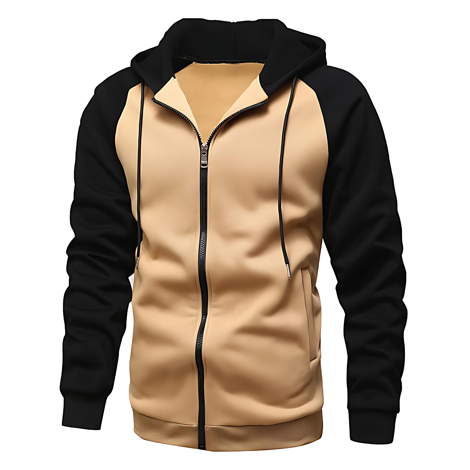 Cevori Casual Hooded Jacket with Contrast Sleeves