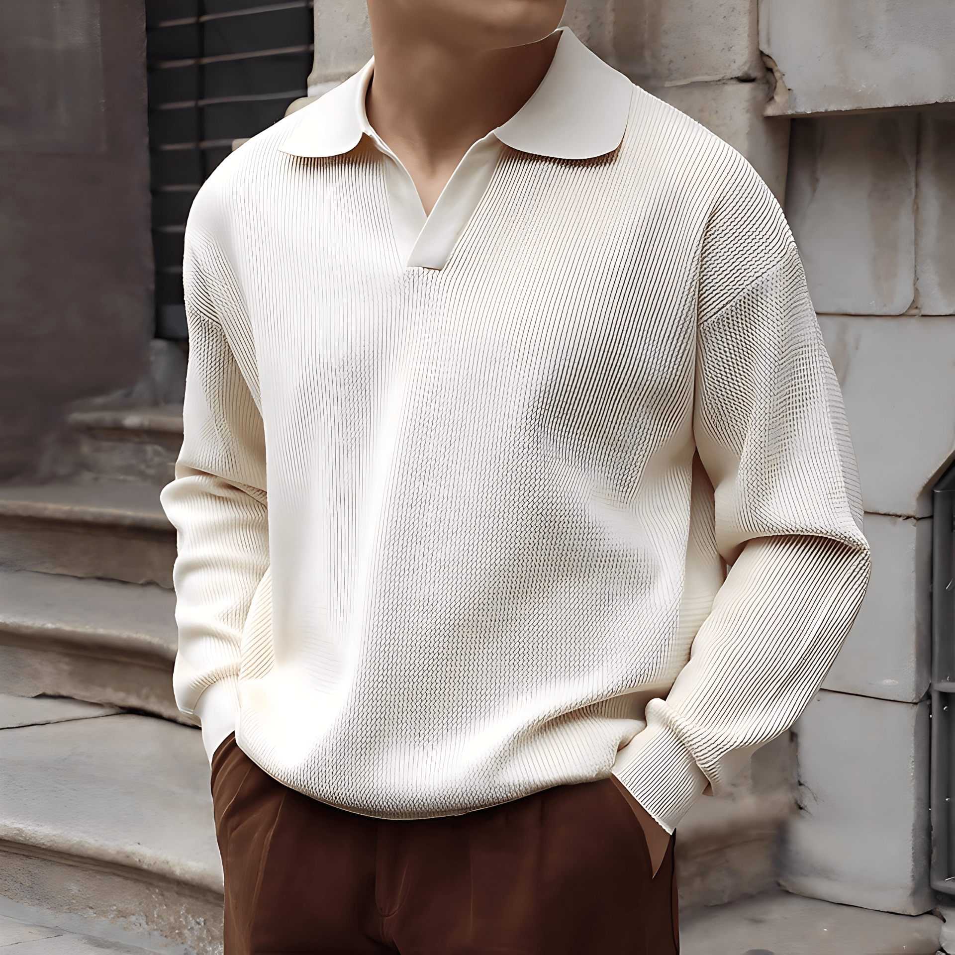 Cevori Classic Cotton Long Sleeve Polo Shirt