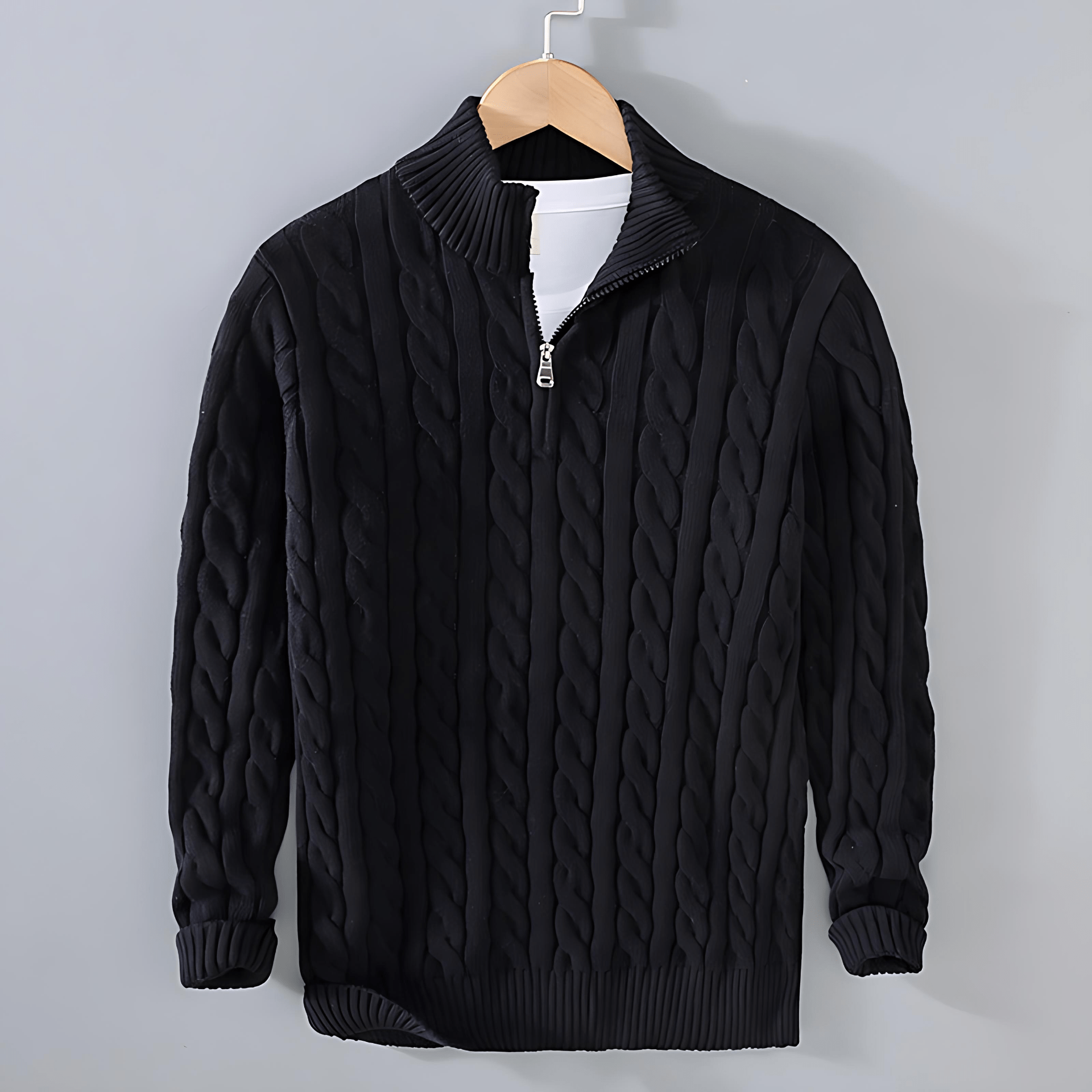 Cevori Classic Design Cable Knit Half-Zip Jumper