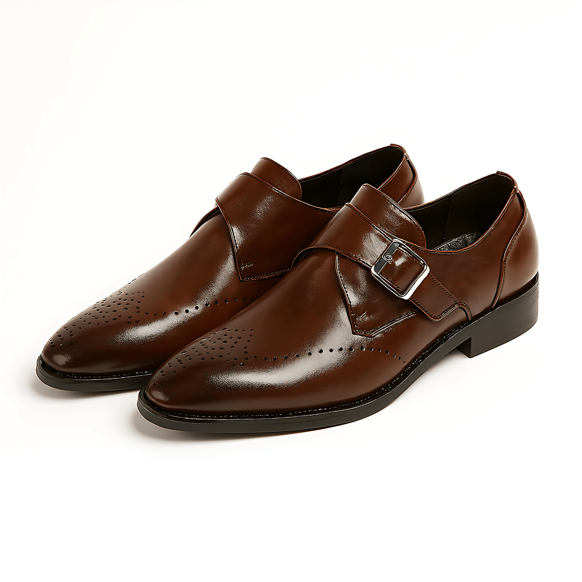Cevori Classic Monk Strap Buckle Style Dress Shoes