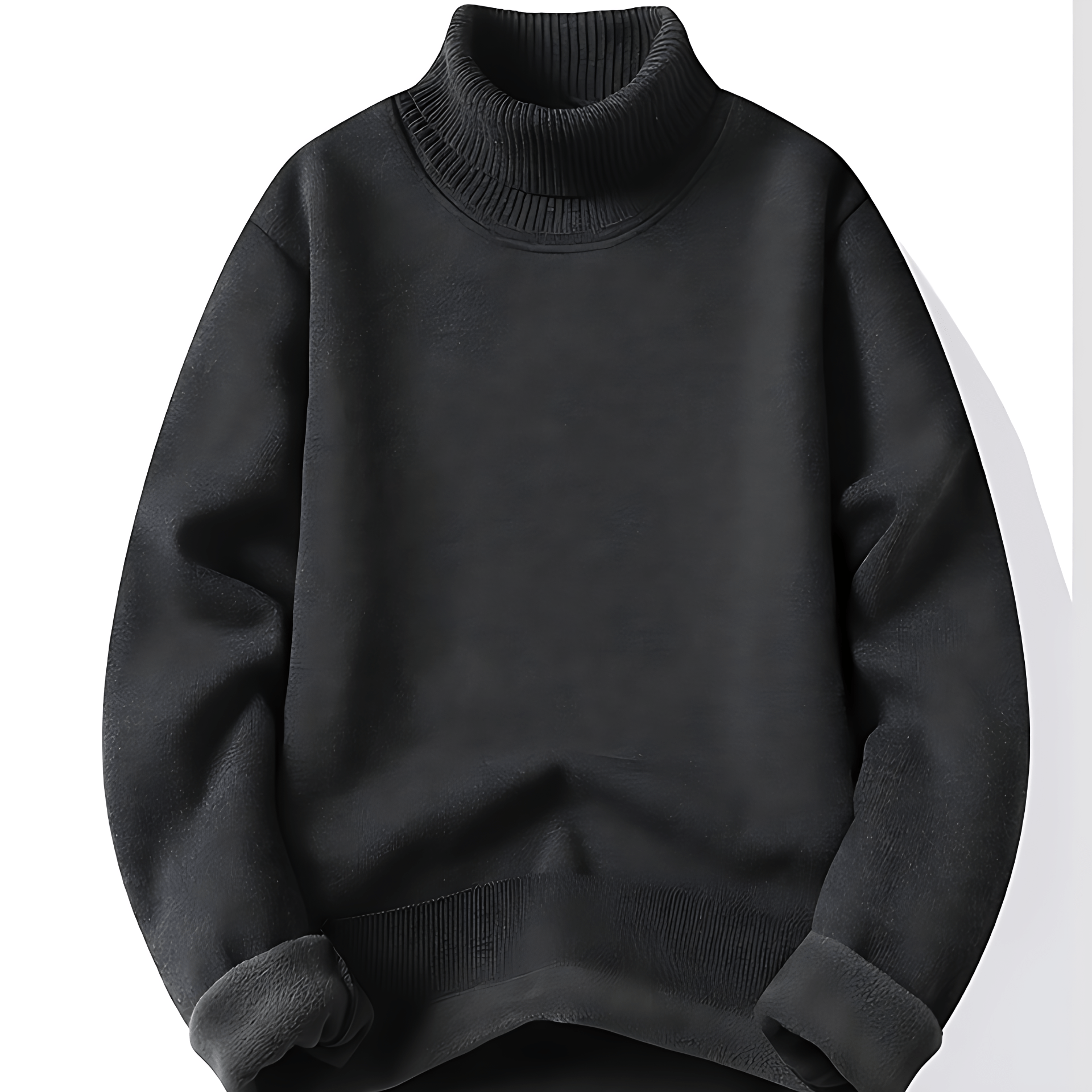 Cevori Comfort Fit Turtleneck Sweater with Rib Detail