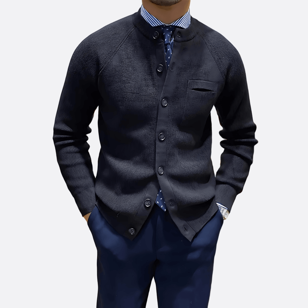 Cevori Crew Neck Ribbed Cardigan Sweater