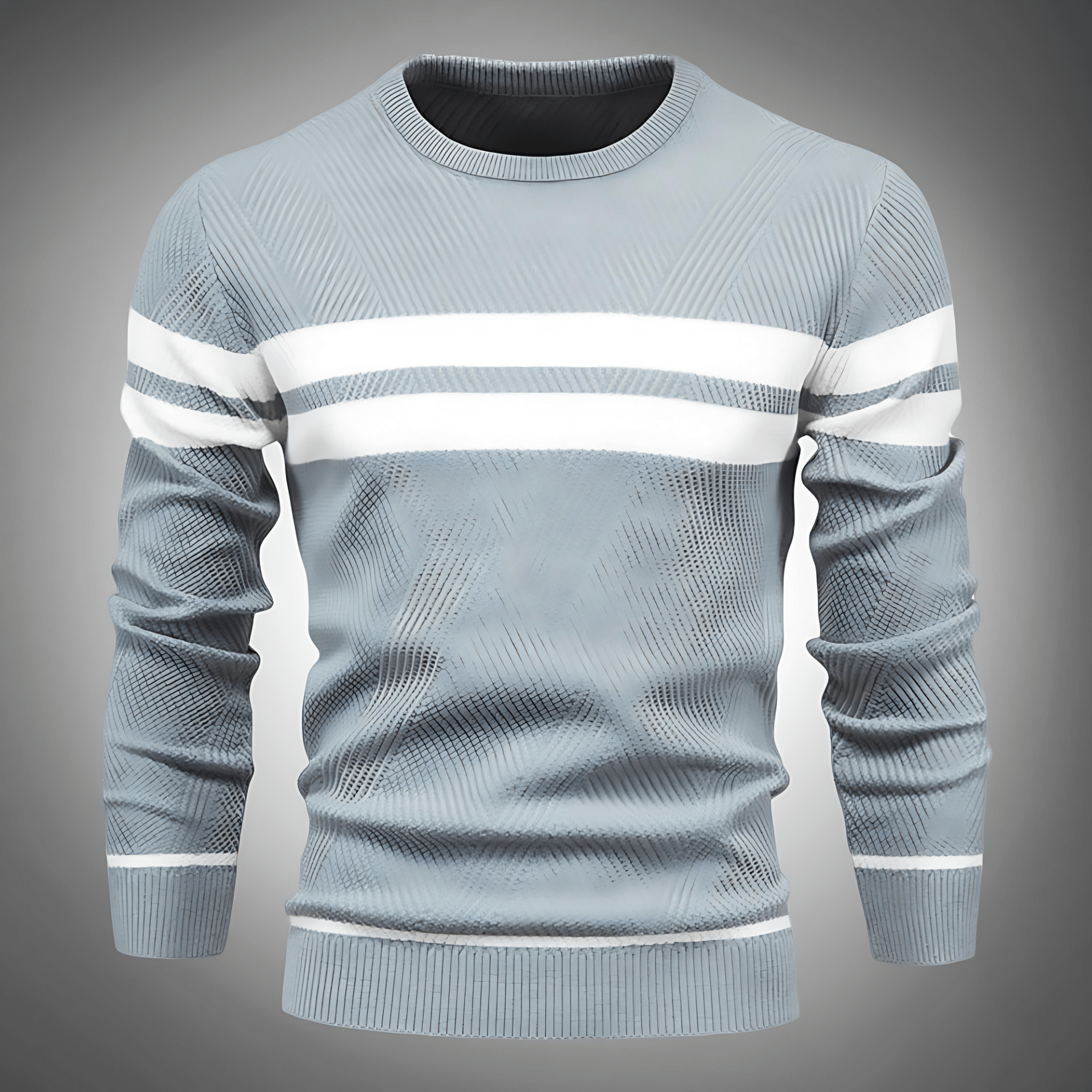 Cevori Crew Neck Textured Striped Knitted Jumper