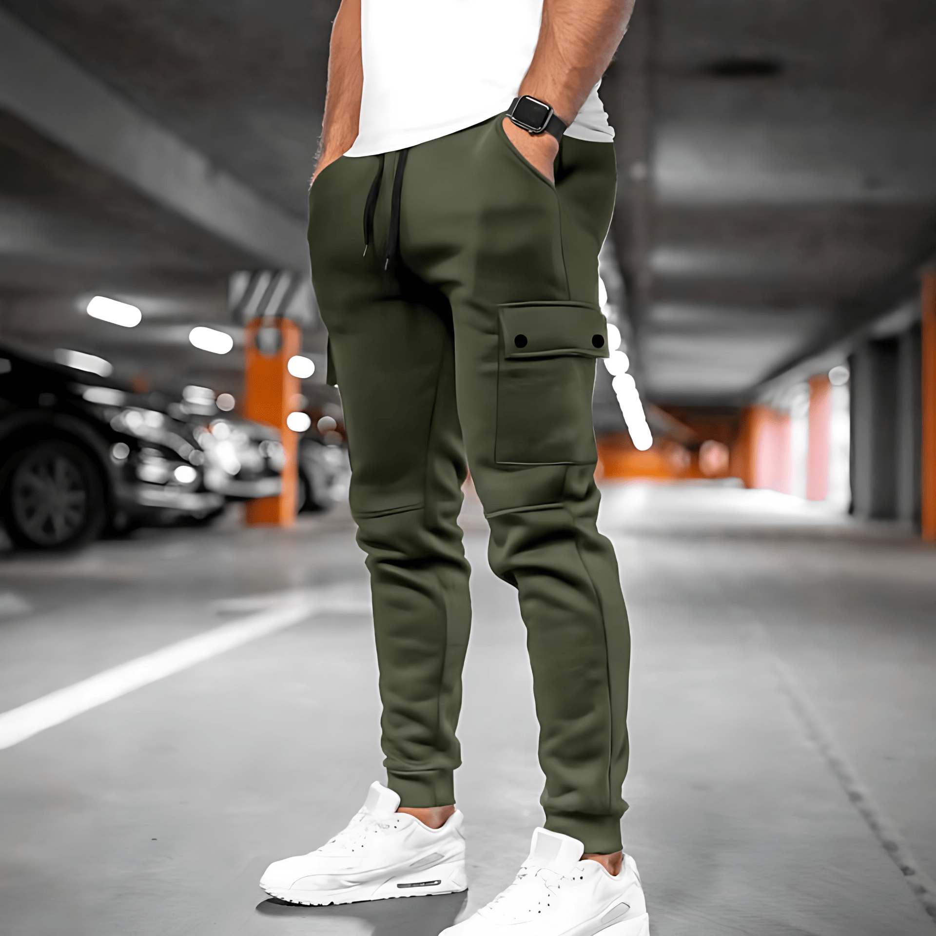 Cevori Drawstring & Cuffed Ankle Cargo Trousers