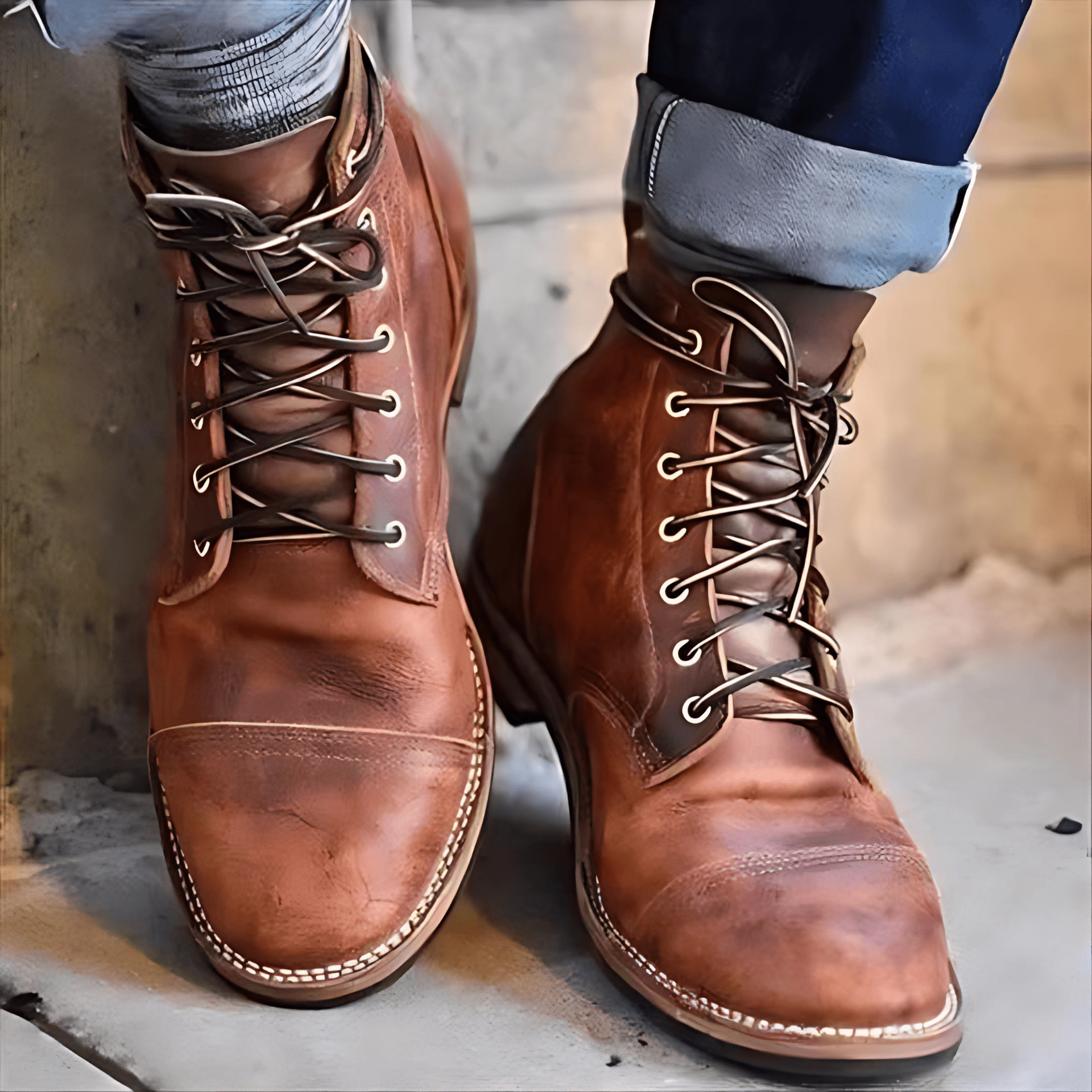 Cevori Durable Lace-Up Work Ankle Boots