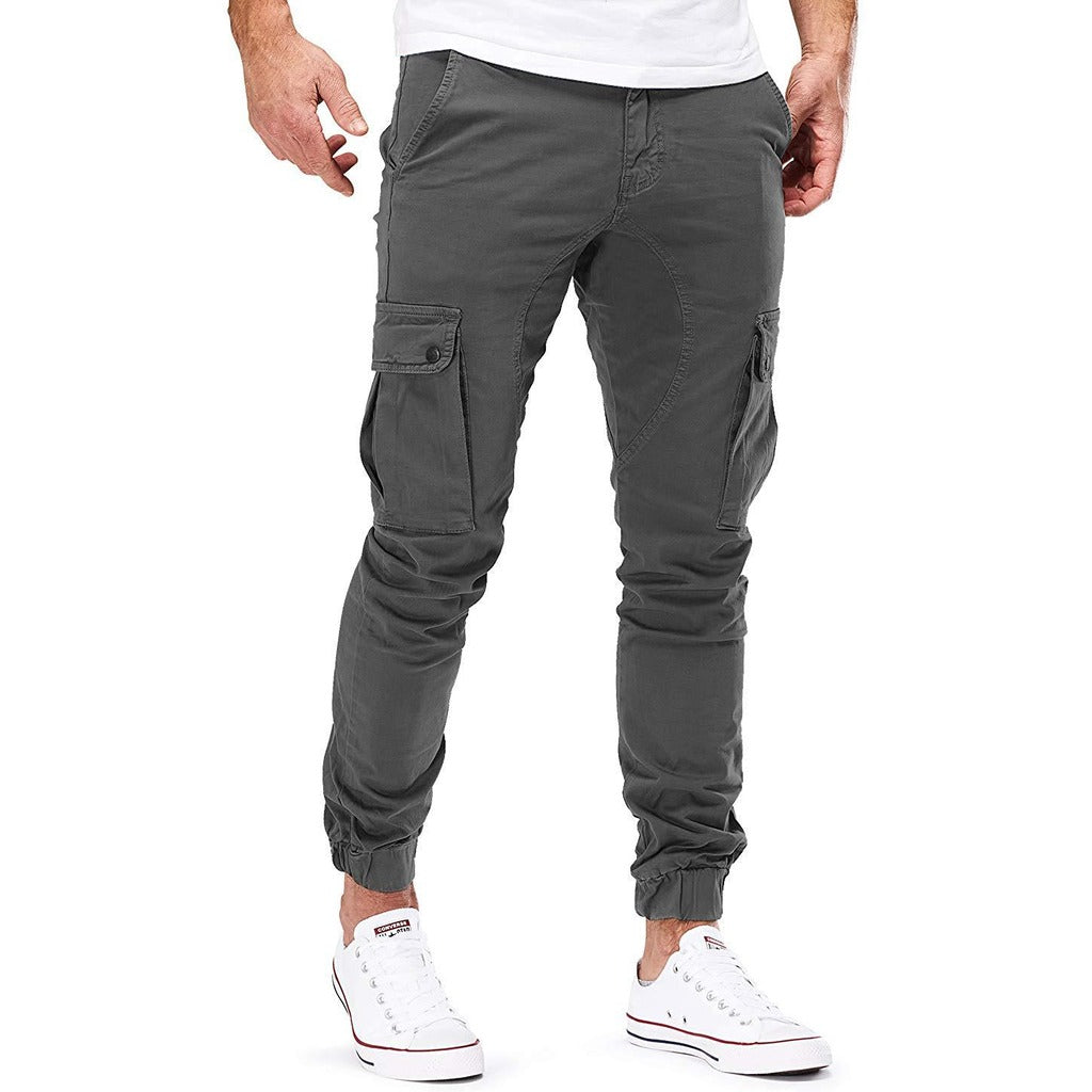Cevori Elasticated Cuffs & Pockets Cargo Trousers