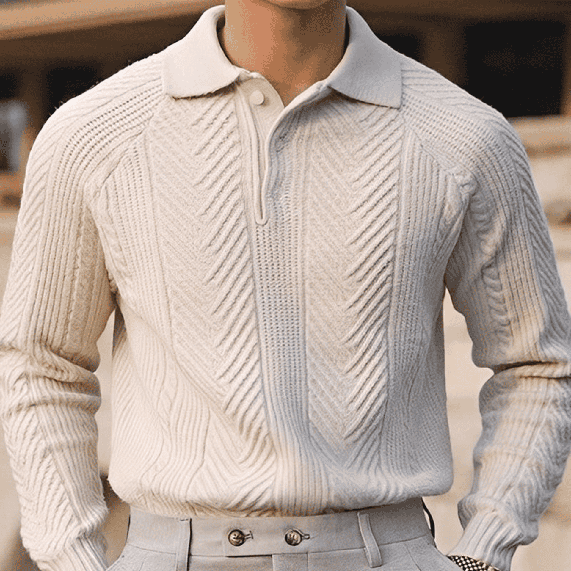 Cevori Elegant Structured Design Knitted Jumper