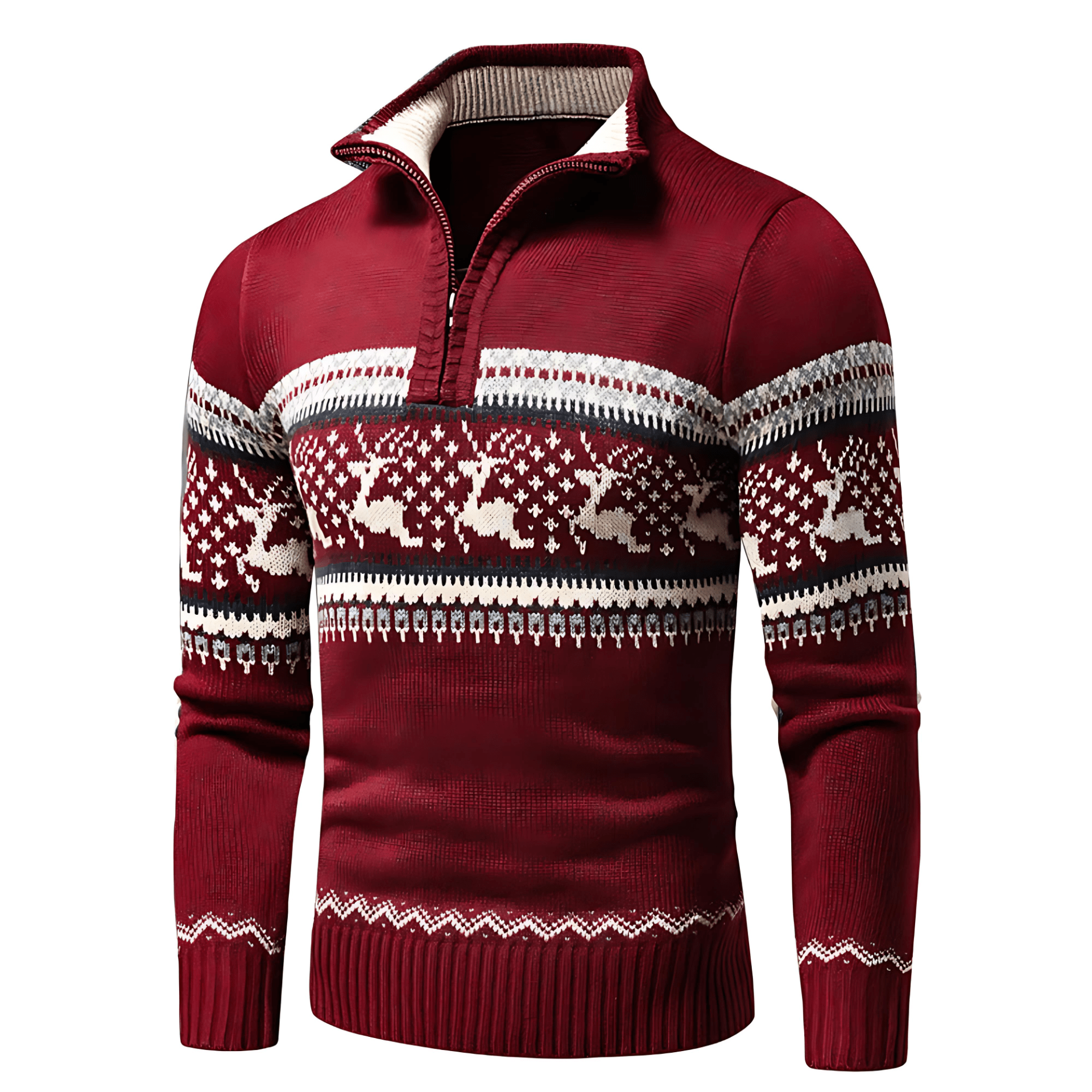 Cevori Festive Winter Style Knitted Zip Jumper