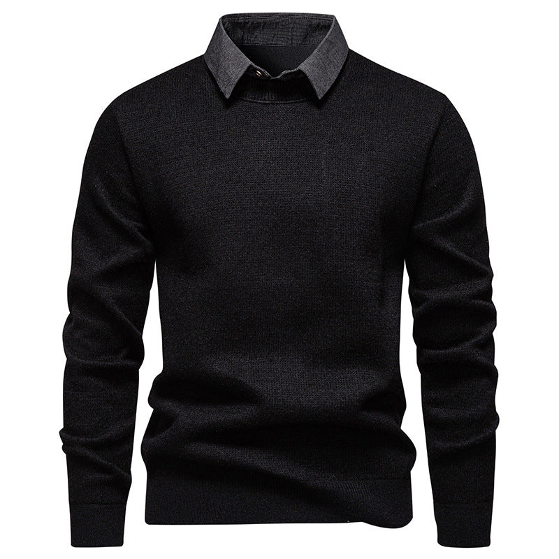 Cevori Fine Knit Jumper with Modern Collar Design