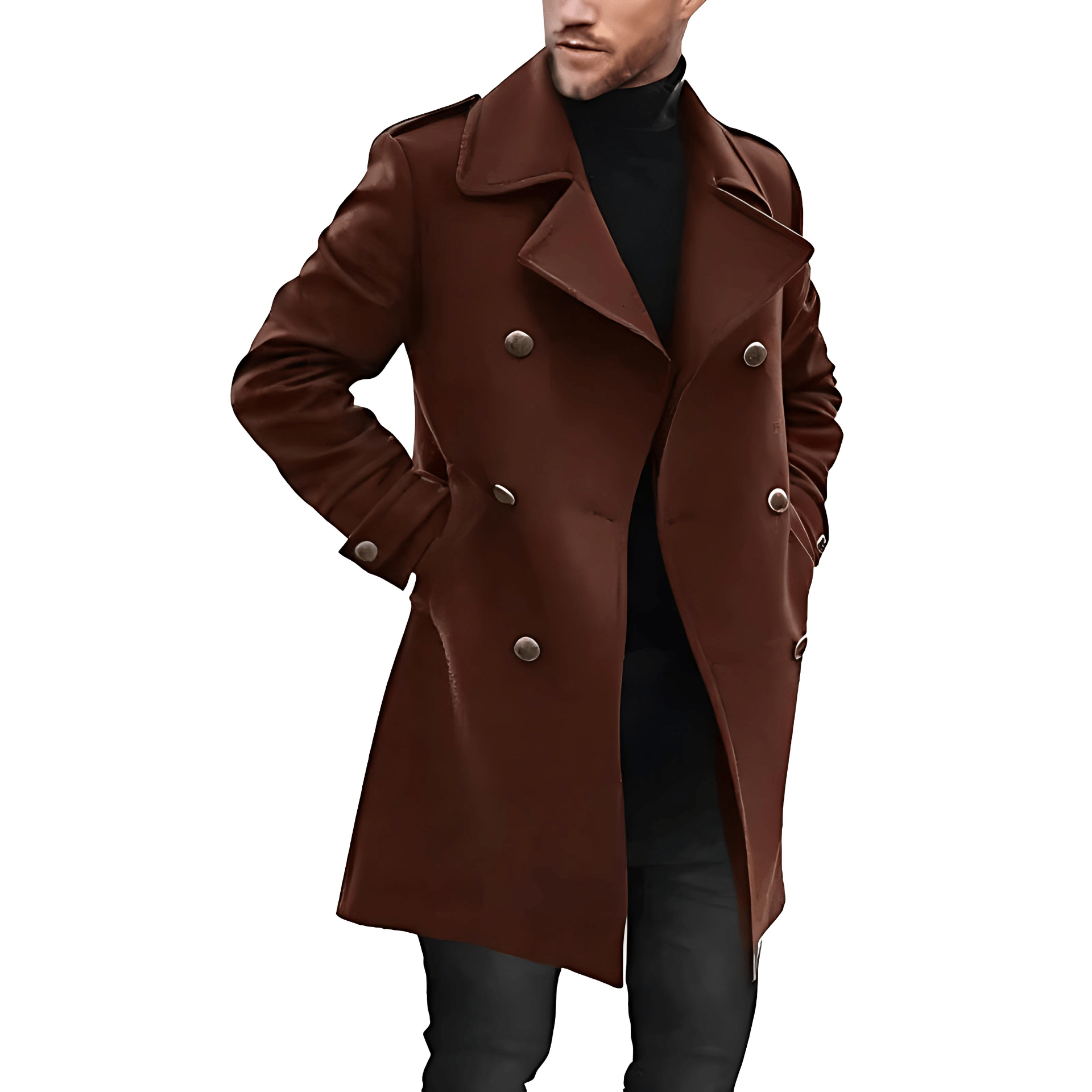 Cevori Formal Double-Breasted Mid-Length Wool Coat